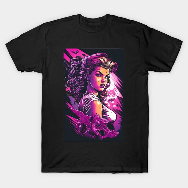 Synthwave Girl T-Shirt by Nightarcade